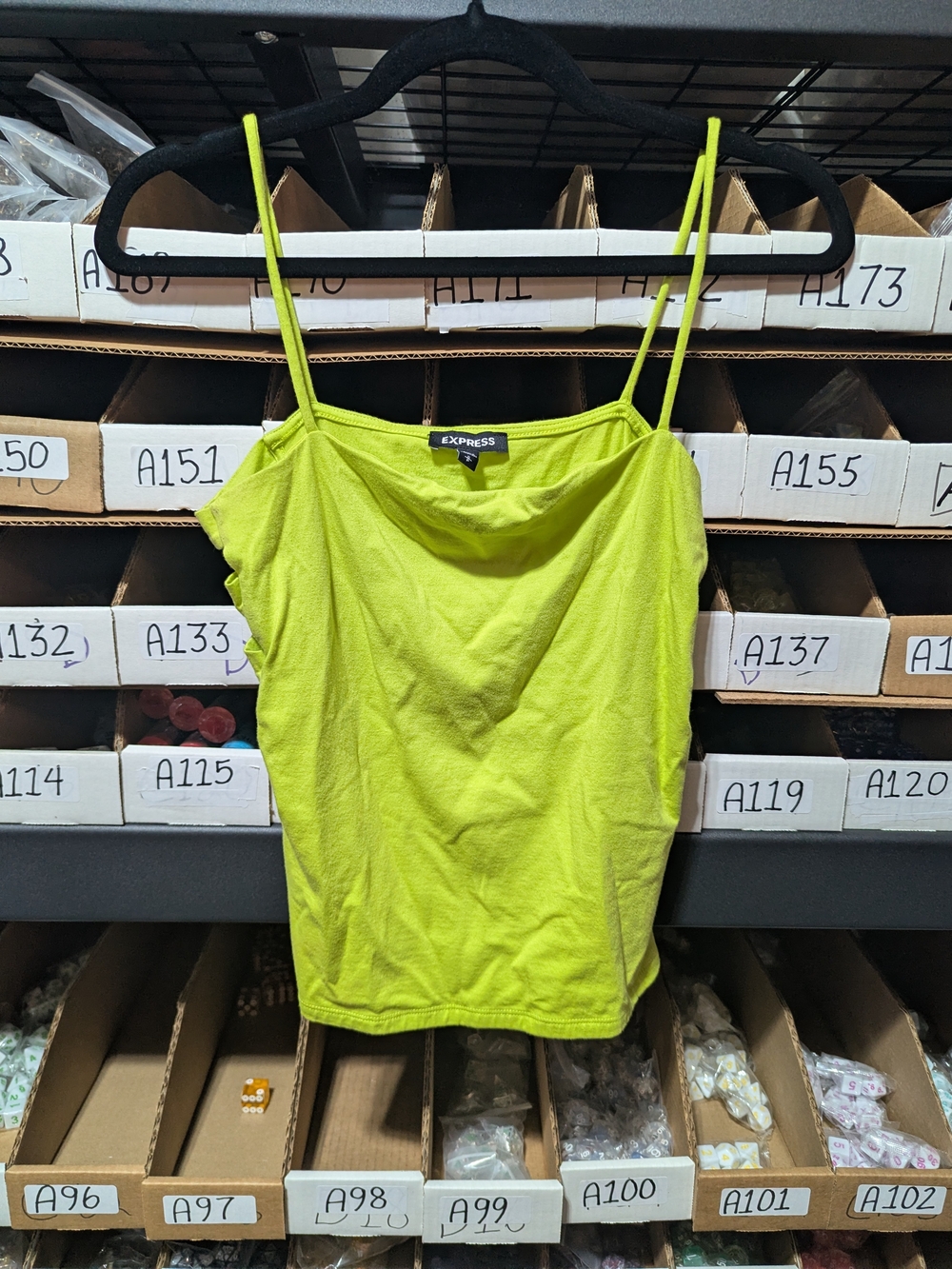 Express Lime Green Cowl Neck Spaghetti Strap Cami S